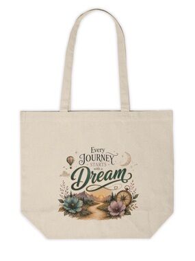 Every Journey Starts with a Dream Canvas Tote Bag | Inspirational Floral Bag